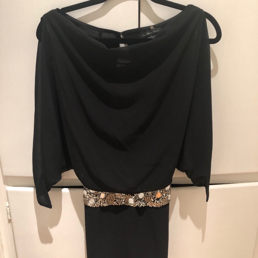 Black Dress with sequins belt and open back